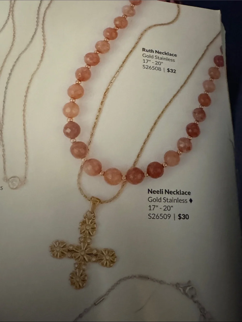 bloom Ruth Stainless Steel Gold Floral Cross Pendant Necklace Fashion jewelry